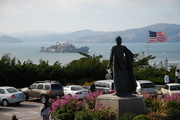 View from Coit Tower (parking lot) to Alcatraz